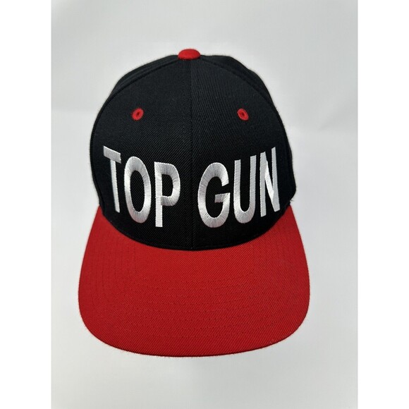 Top Gun Yupoong Black White SnapBack Wool Hat Vintage Tom Cruise Navy OSFM - Picture 6 of 11